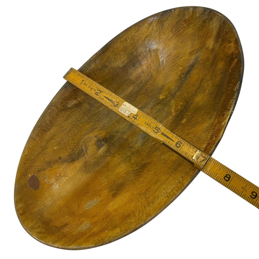 Hand Carved Wooden Dough Bowl Primitive Rustic Farmhouse‎ Decor Oval Wood Bowl - Picture 13 of 14